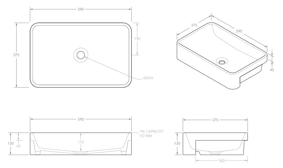 ADP Lino Semi-Recessed Semi Inset Basins Gloss WhiteLino