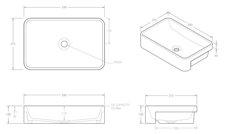 ADP Lino Semi-Recessed Semi Inset Basins Gloss WhiteLino