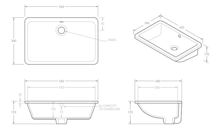 ADP Nesa Under Counter Basins Gloss White