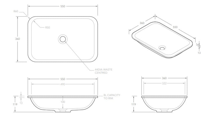 ADP Glory Inset Basins Gloss White