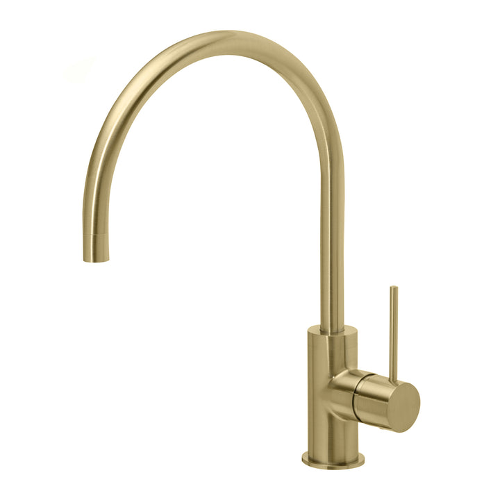 Phoenix Vivid Slimline Sink Mixer 220mm Gooseneck Brushed Gold Lead Free