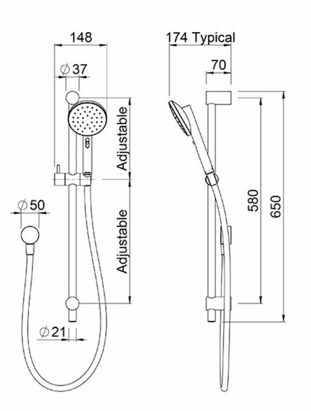 Methven Minimalist MK2 Rail Shower