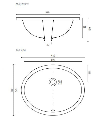 Decina Novara Undermount Basin 420 Oval Over Flow