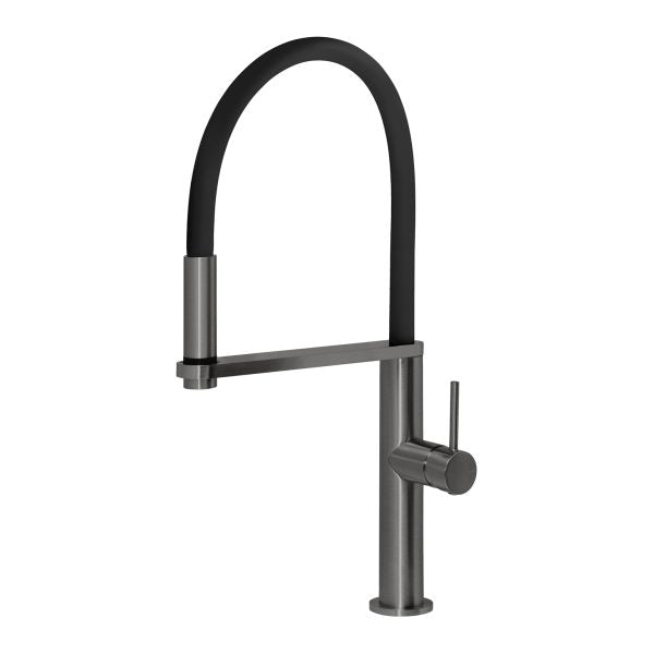 Phoenix Blix Flexible Hose Sink Mixer Round Brushed Carbon Lead Free