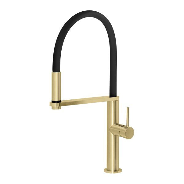 Phoenix Blix Flexible Hose Sink Mixer Round Brushed Gold