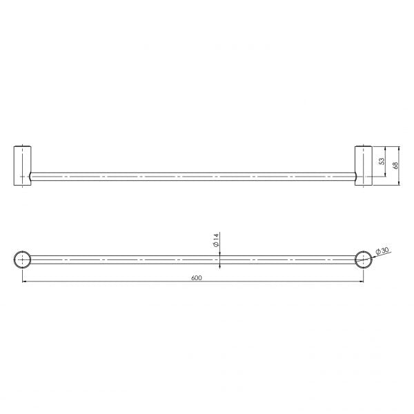 Phoenix Vivid Slimline Single Towel Rail 600mm Chrome