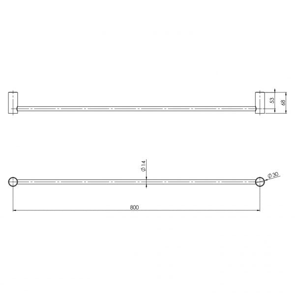 Phoenix Vivid Slimline Single Towel Rail 800mm Brushed Nickel