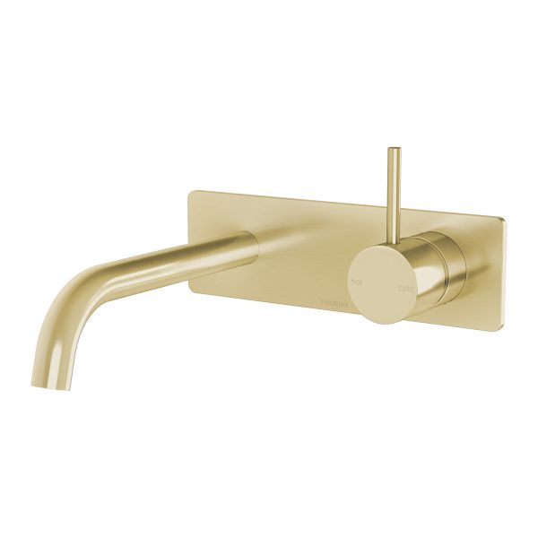 Phoenix Vivid Slimline Up Basin / Bath Wall Mixer Set Brushed Gold