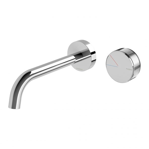 Phoenix Axia Wall Basin / Bath Curved Outlet Mixer Set 180mm Chrome