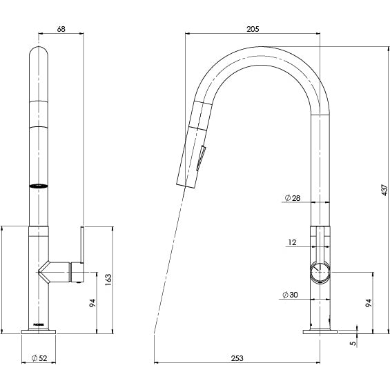 Phoenix Lexi MKII Pull Out Sink Mixer Brushed Nickel