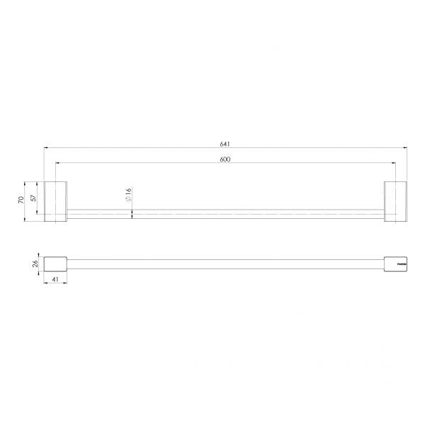 Phoenix Lexi MKII Single Towel Rail 600mm Brushed Nickel