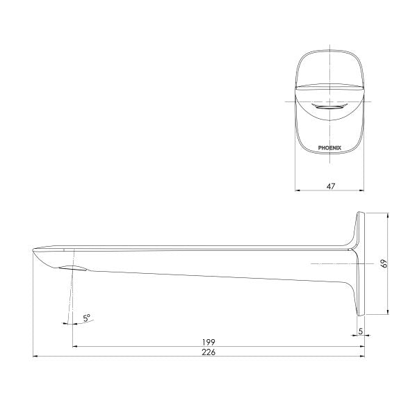 Phoenix Nuage Wall Basin/Bath Outlet 200mm Brushed Nickel