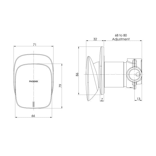 Phoenix Nuage Shower / Wall Mixer Brushed Carbon