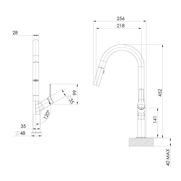 Phoenix Linq Pull Out Sink Mixer Stainless Steel