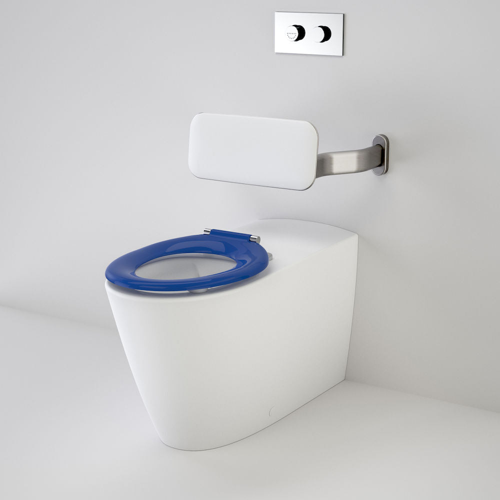 Caroma Care 800 Cleanflush® Invisi Series II® Wall Faced Suite with Backrest and Pedigree II Care Single Flap Seat - Sorrento Blue (with GermGard®)