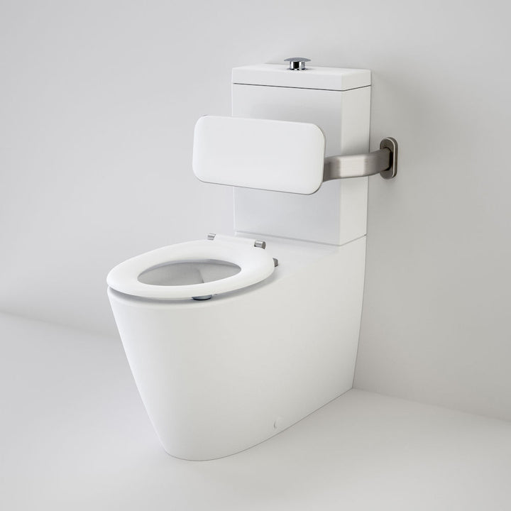 Caroma Care 800 Cleanflush® Wall Faced Suite with Backrest and Pedigree II Care Single Flap Seat - White (with GermGard®)