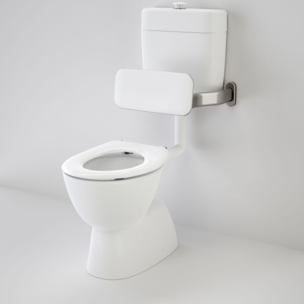 Caroma Care 200 V2 Connector (S Trap) Suite with Backrest and Caravelle Care Single Flap Seat - White