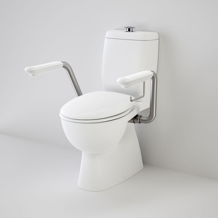 Caroma Caravelle Support Close Coupled Suite with Armrests and Double Flap Seat - White