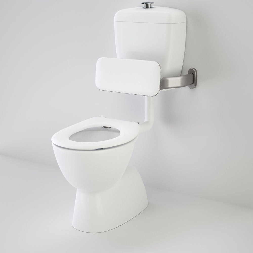 Caroma Care 400 Connector (S Trap) Suite with Backrest and Caravelle Care Single Flap Seat - White