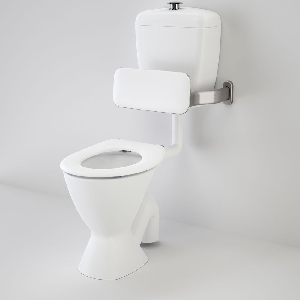 Caroma Care 300 Connector (S Trap) Suite with Backrest and Caravelle Care Single Flap Seat - White