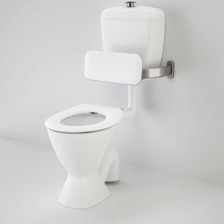 Caroma Care 300 Connector (S Trap) Suite with Backrest and Caravelle Care Single Flap Seat - White