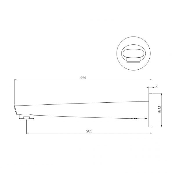 Phoenix Arlo Wall Bath Outlet 200mm Chrome
