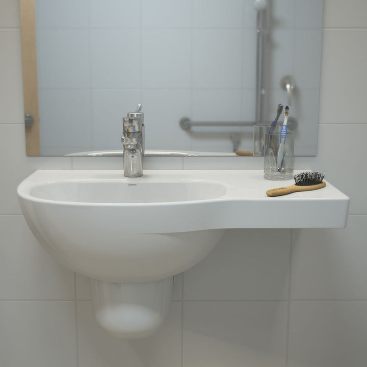 Caroma Care 700 Wall Basin with Right Hand Shelf (with GERMGARD®) - 1TH