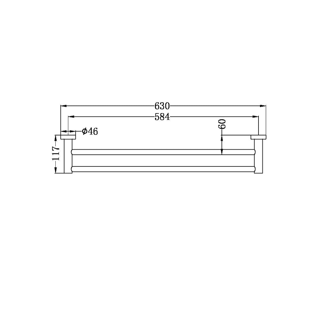 Nero Mecca Double Towel Rail 600mm Chrome