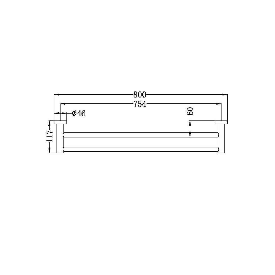 Nero Mecca Double Towel Rail 800mm Matte White