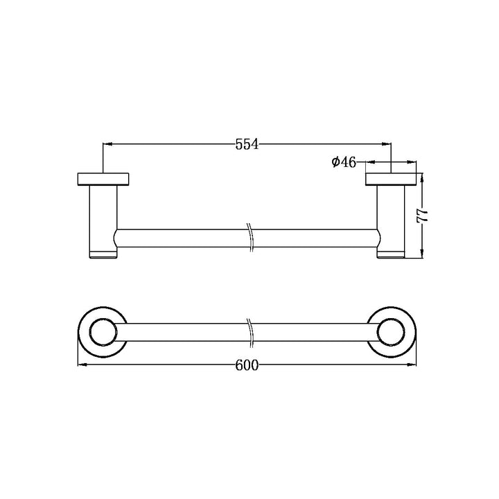 Nero Classic/Dolce Single Towel Rail 600mm Matte Black