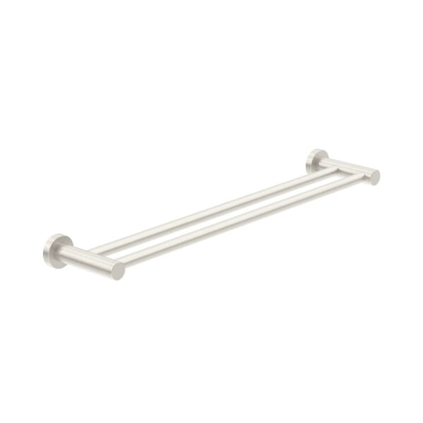 Nero Classic/Dolce Double Towel Rail 600mm Brushed Nickel