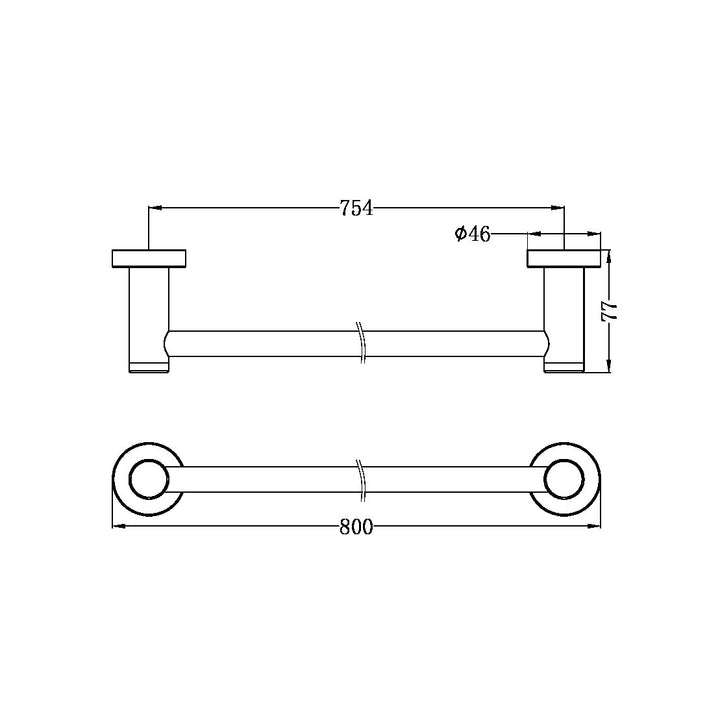 Nero Classic/Dolce Single Towel Rail 800mm Matte Black