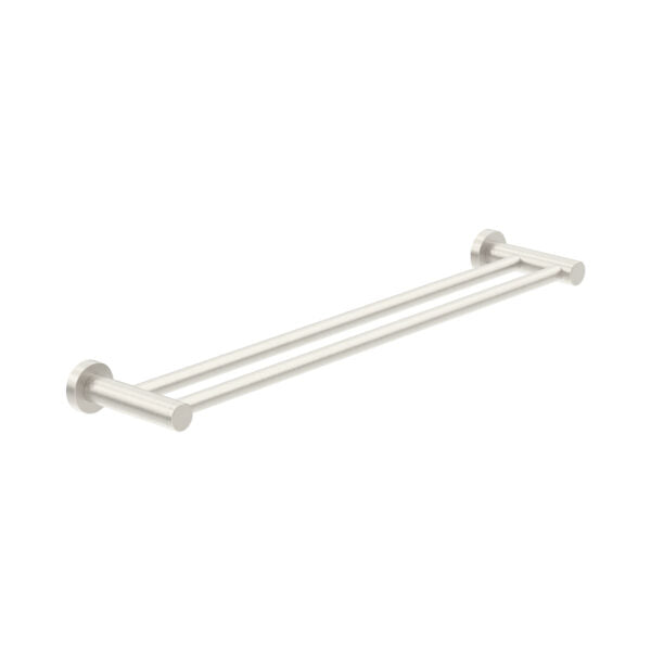 Nero Classic/Dolce Double Towel Rail 800mm Brushed Nickel