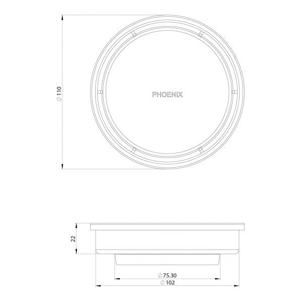 Phoenix Phoenix Point Drain Round 100mm Outlet 76mm Stainless Steel