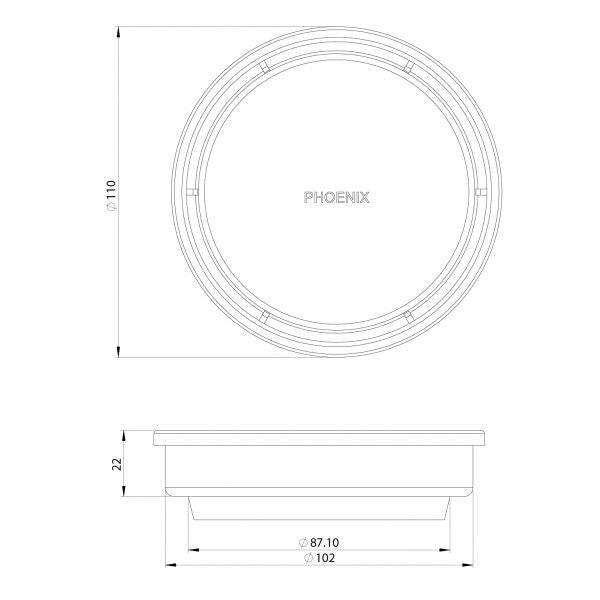 Phoenix Phoenix Point Drain Round 100mm Outlet 90mm Matte Black