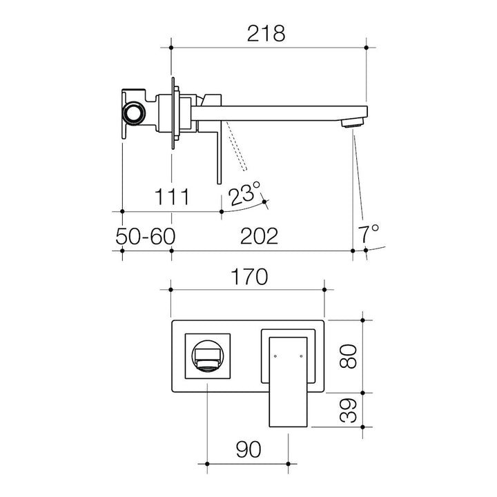 Caroma Quatro Solid Wall Basin Mixer