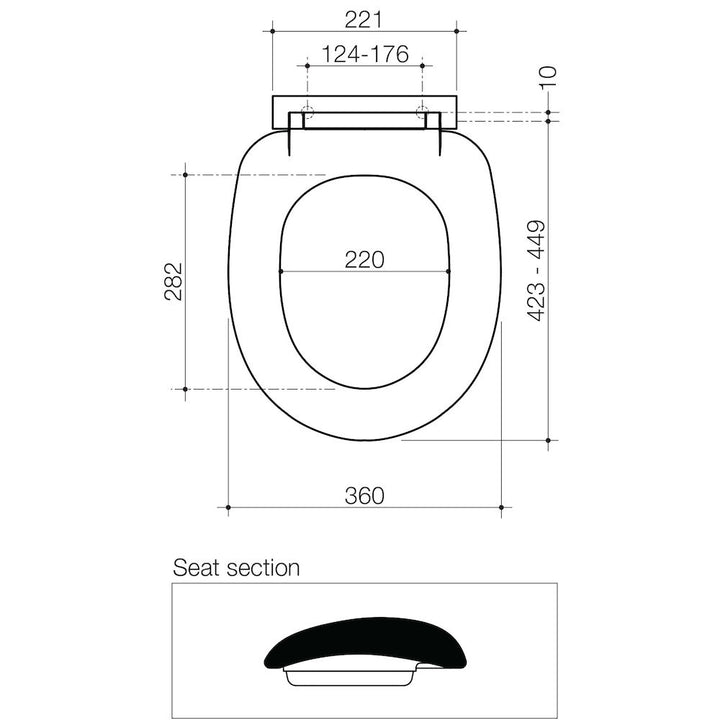 Caroma Profile Soft Close T/Seat Plastic Hinge with GermGard®