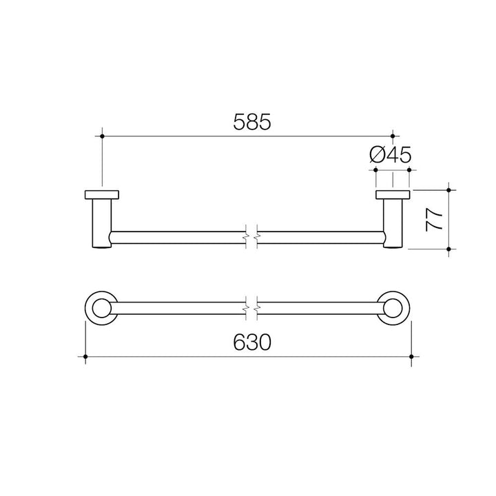 Caroma Cosmo Metal Single Towel Rail 630mm