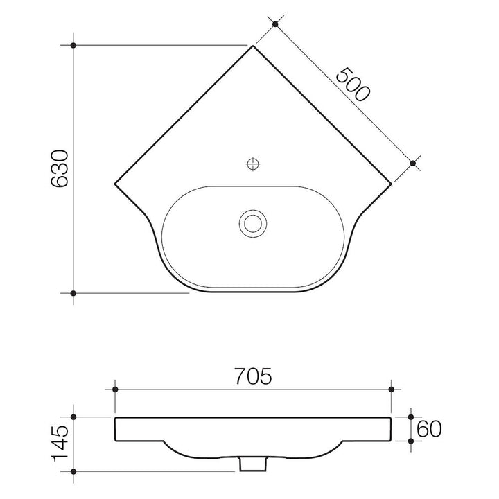 Caroma Opal Sole Corner Wall Basin 1TH