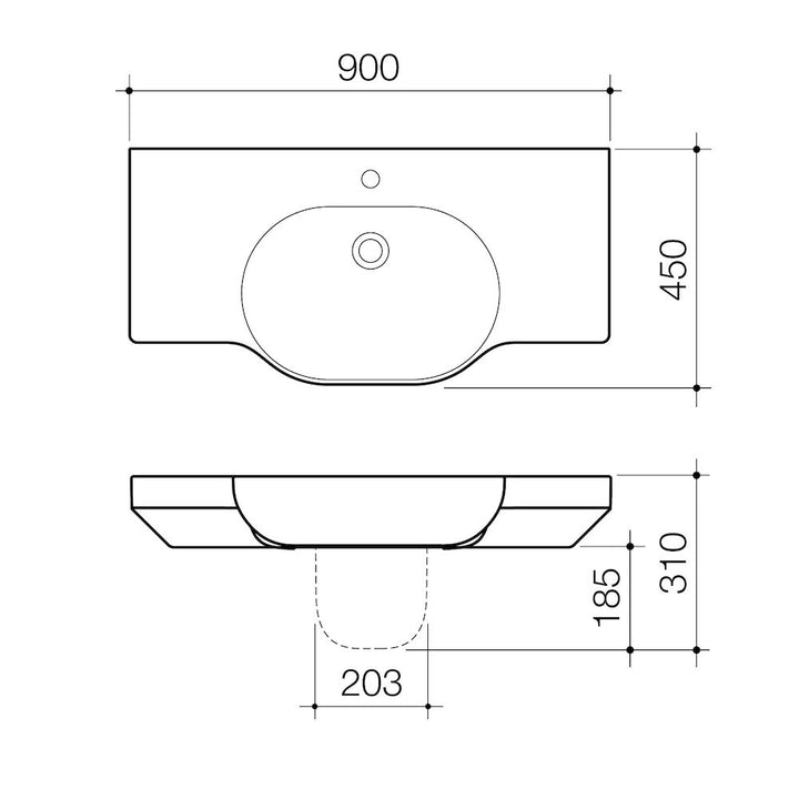 Caroma Opal 900 Twin Wall Basin 1TH