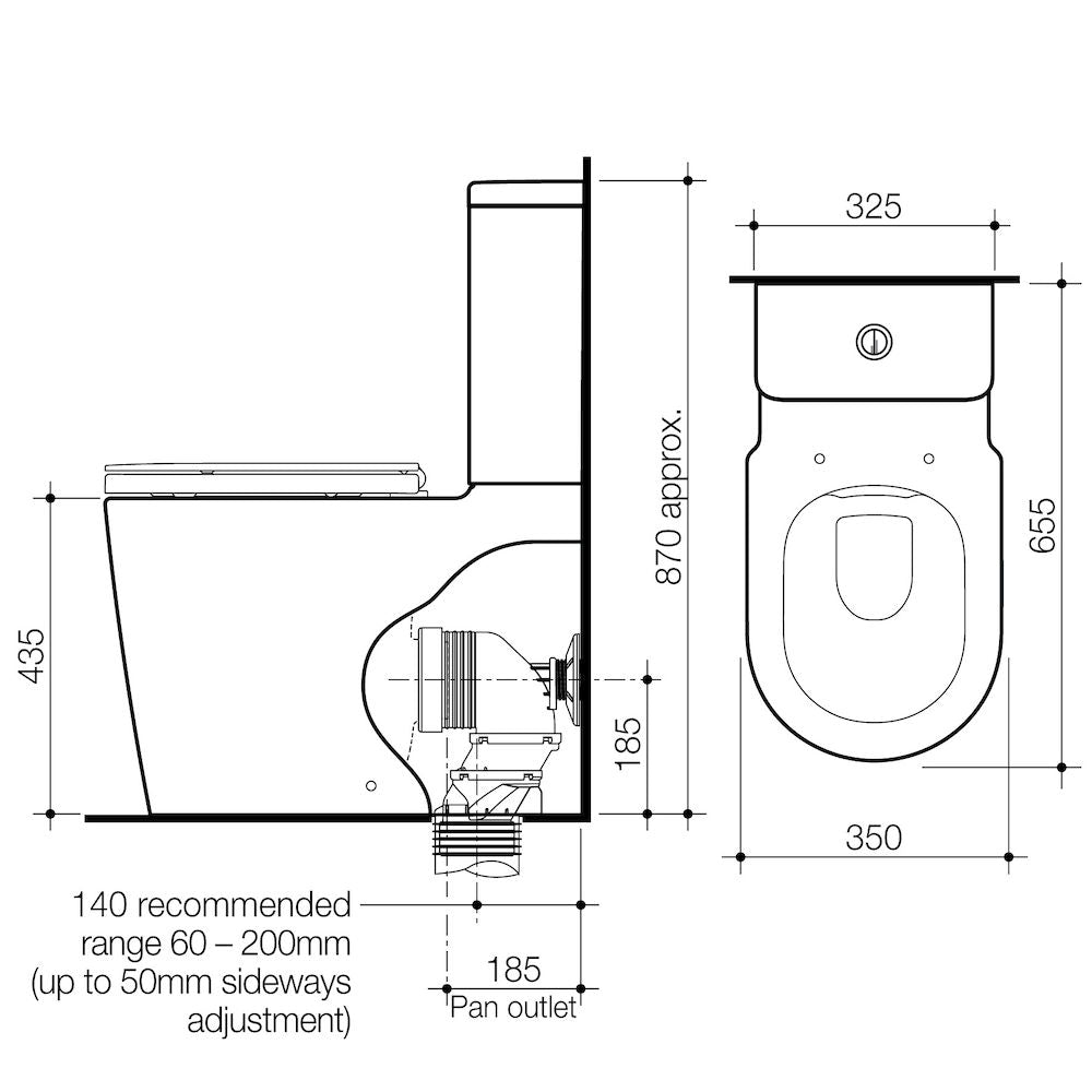 Caroma Liano Cleanflush® Easy Height Wall Faced Suite with Liano Care Single Flap Seat - Anthracite Grey (with GermGard®)