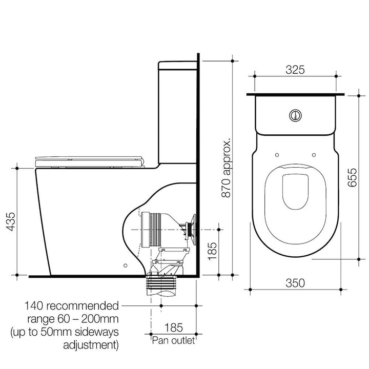 Caroma Liano Cleanflush® Easy Height Wall Faced Suite with Liano Care Single Flap Seat - Anthracite Grey (with GermGard®)