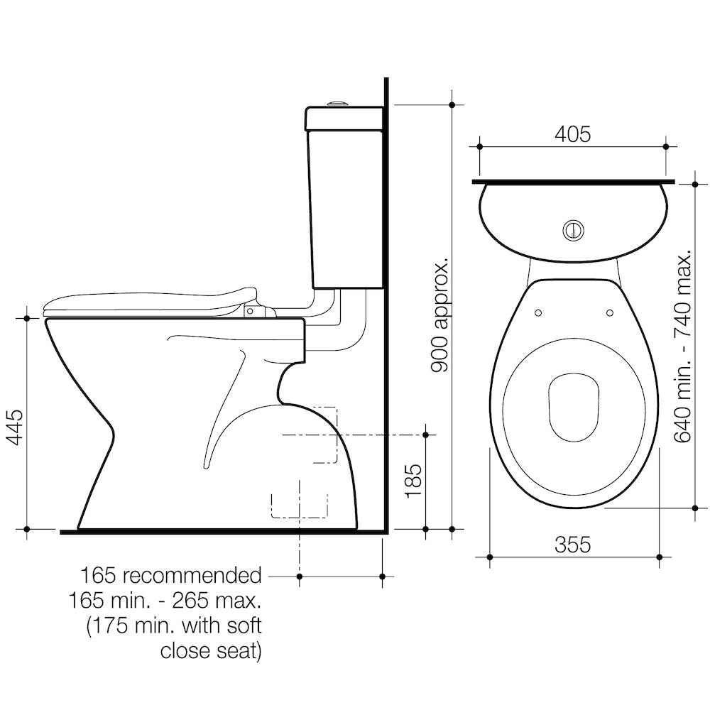 Caroma Profile 4 Easy Height Connector Toilet Suite S Trap