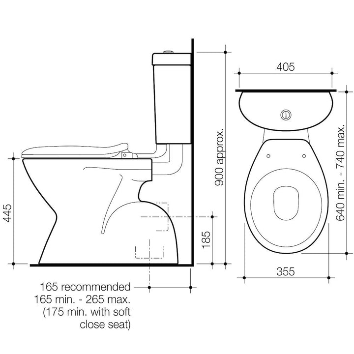 Caroma Profile 4 Easy Height Connector Toilet Suite S Trap