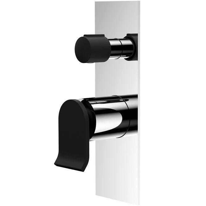 Fienza Lincoln Wall Mixer Diverter Chrome And Black Handle