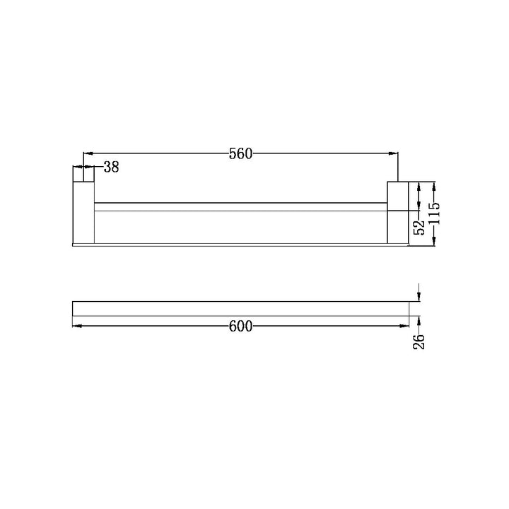 Nero Celia 600mm Double Towel Rail Matte Black