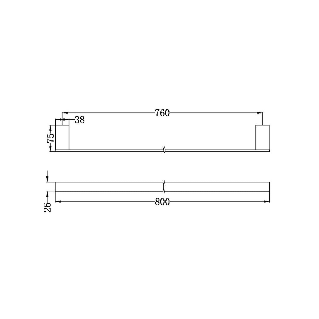 Nero Celia 800mm Single Towel Rail Chrome