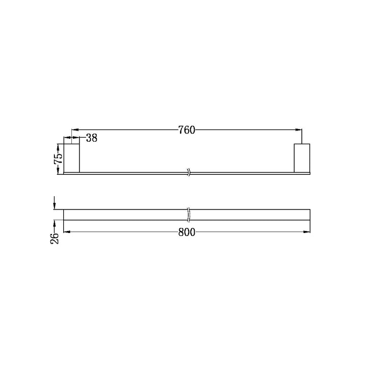 Nero Celia 800mm Single Towel Rail Chrome