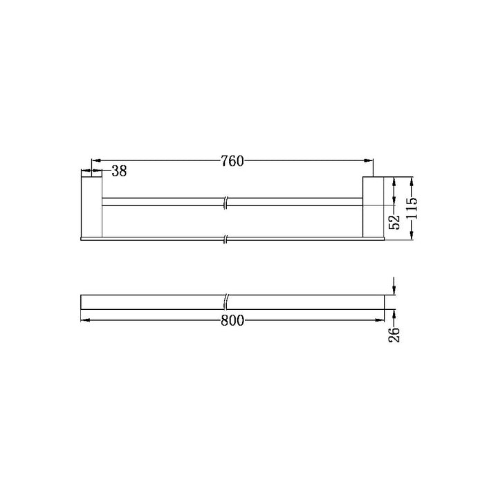 Nero Celia 800mm Double Towel Rail Matte Black