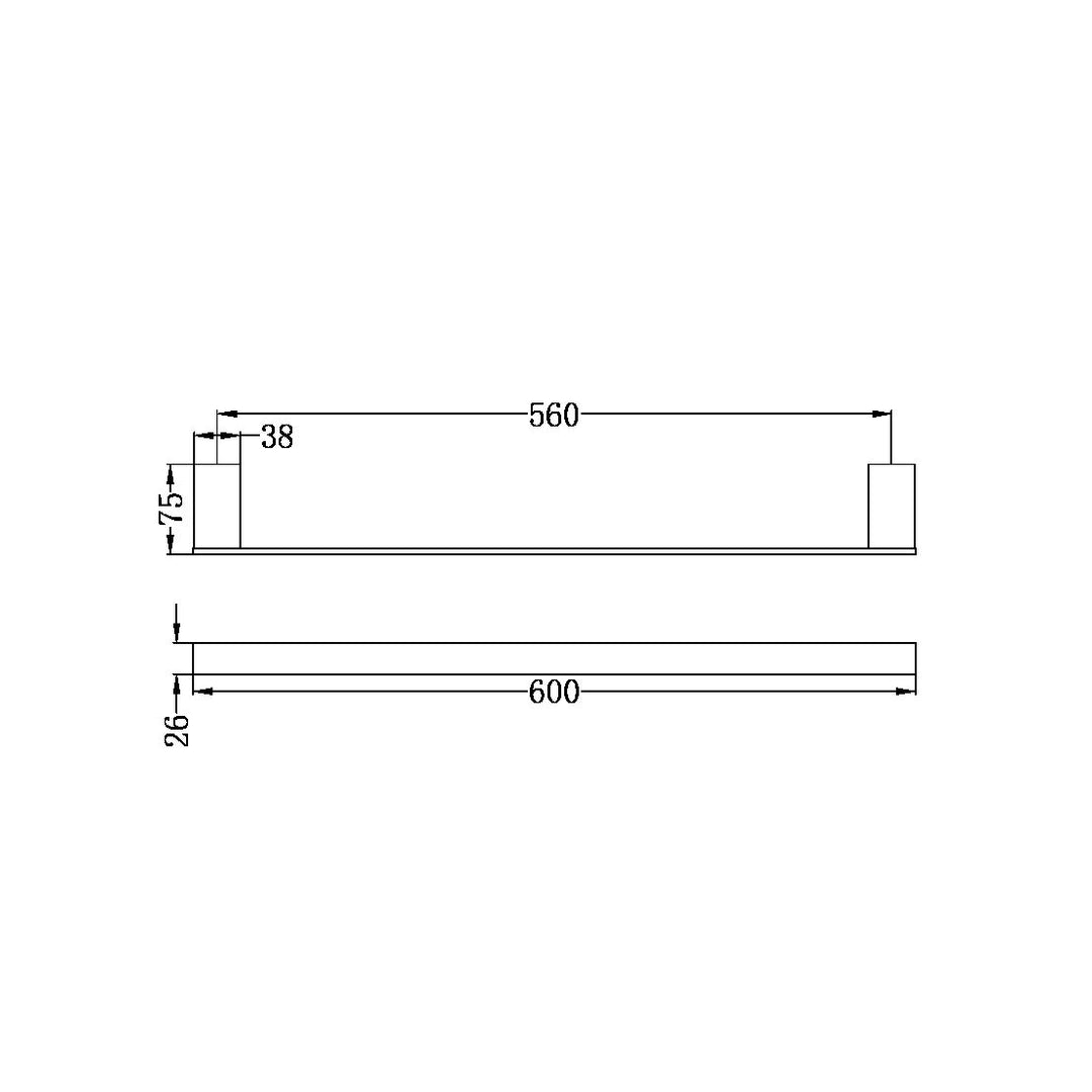 Nero Celia 600mm Single Towel Rail Brushed Nickel
